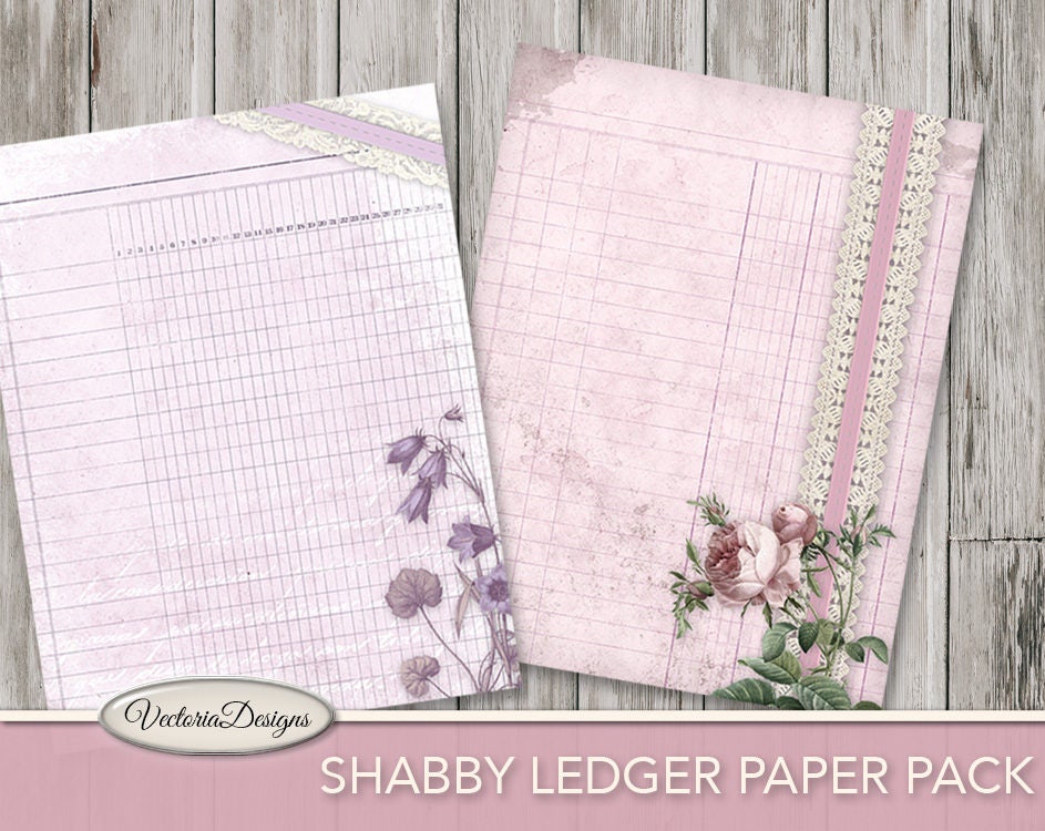 Junk Journal Printable, Ledger Paper, Vintage Junk Journal, Digital
