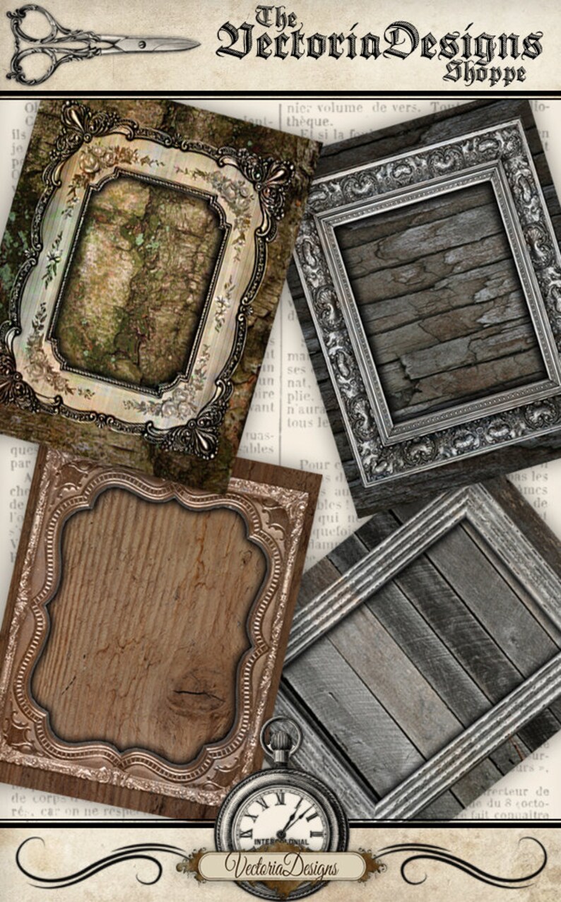 Wood And Frames Papers Printable Papers 8.5x11 Frame Etsy