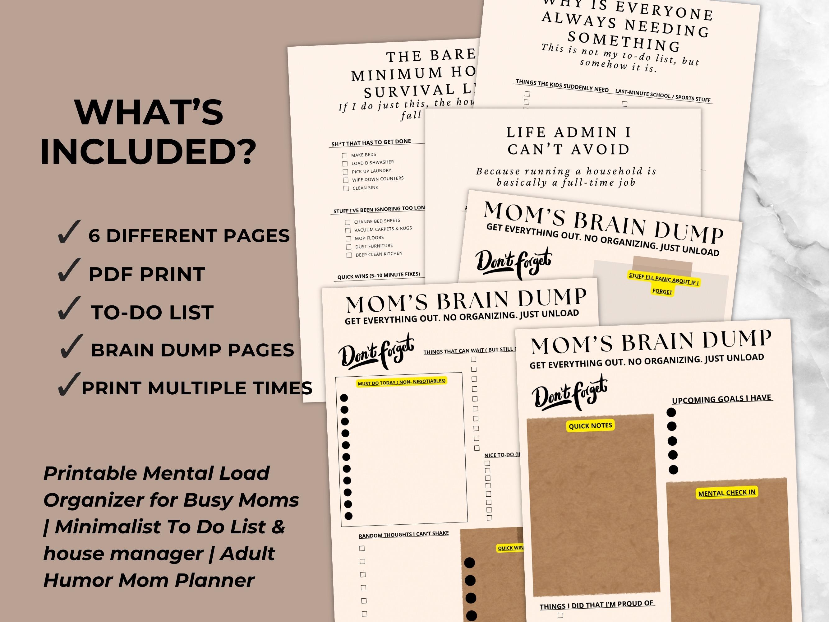 Brain Death Checklist.pdf Mom Brain Dump Checklist Bundle | Printable Mental Load Organizer (PDF ...