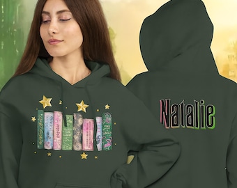 Wicked Hoodie, Personalised Book Spine, Custom Theatre Gift, Unisex & Kids, Musical Fanwear