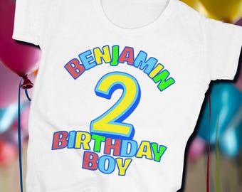 Personalised Birthday Boy Number T-Shirt with Name