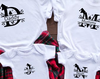 Personalised Family Christmas Pyjamas | Custom Matching Red Striped PJs