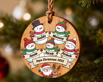 Personalised Wooden Family Traditions Christmas Tree Ornament Bauble - 2 to 6 Person