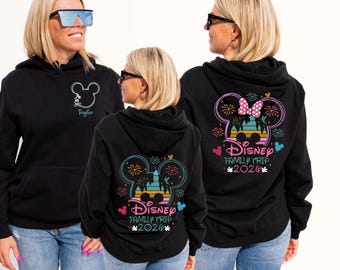 Personalised Disney Hoodie – Mickey or Minnie Back Design | Family Holiday Matching | Custom Name