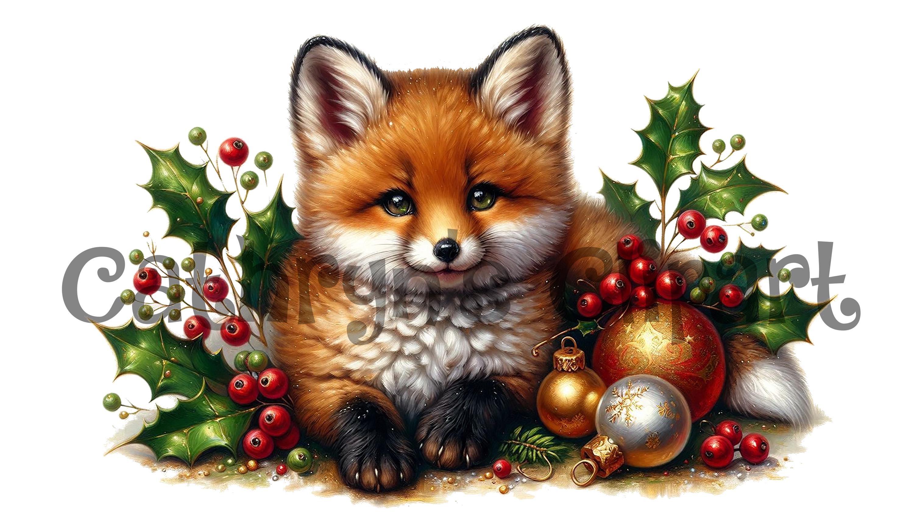 5 Christmas Fox Clipart, PNG With Transparent Background - Etsy