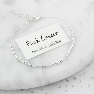 Fuck Cancer Sterling Silver Morse Code Chain Bracelet Silver chain