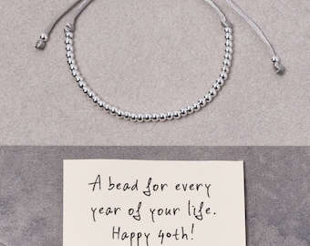 Sterling Silver Happy 40th Bead For Every Year Friendship Bracelet