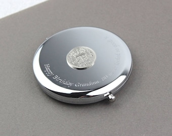 Personalised 1945 80th Birthday Sixpence Compact Mirror