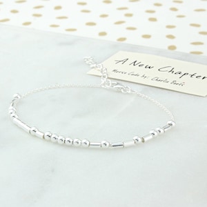 A New Chapter Sterling Silver Morse Code Bracelet, cancer support