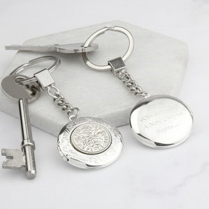 1928 to 1967 Lucky Sixpence Vintage Locket Keyring