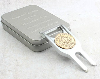 Personalised 70th Birthday HalfPenny coin Golf Marker Bottle Opener