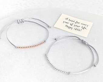 Pulsera de amistad con cuentas número 16 felices para cada año