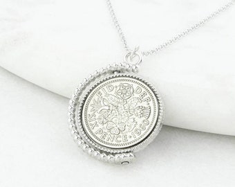 Dates 1928 To 1967 Sixpence Spinner Necklace