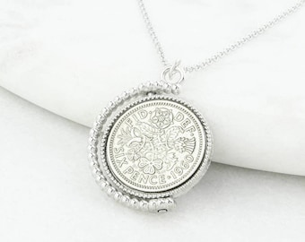 Dates 1928 To 1967 Sixpence Spinner Necklace