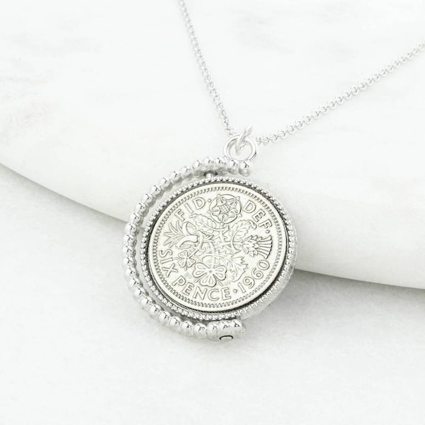 Dates 1928 To 1967 Sixpence Spinner Necklace