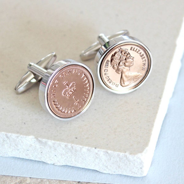 Personalised Age 39 To 51 Halfpenny Cufflinks Inc. 40th