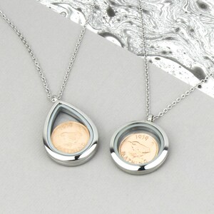 70th/ 80th Birthday Farthing Coin Locket Necklace image 4