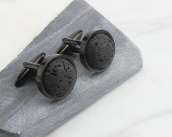 Black Lava Stone Cufflinks