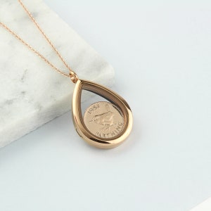 70th/ 80th Birthday Farthing Coin Locket Necklace image 1