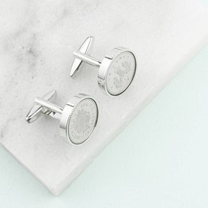 Personalised 21st Or 18th Birthday Five Pence Cufflinks image 3