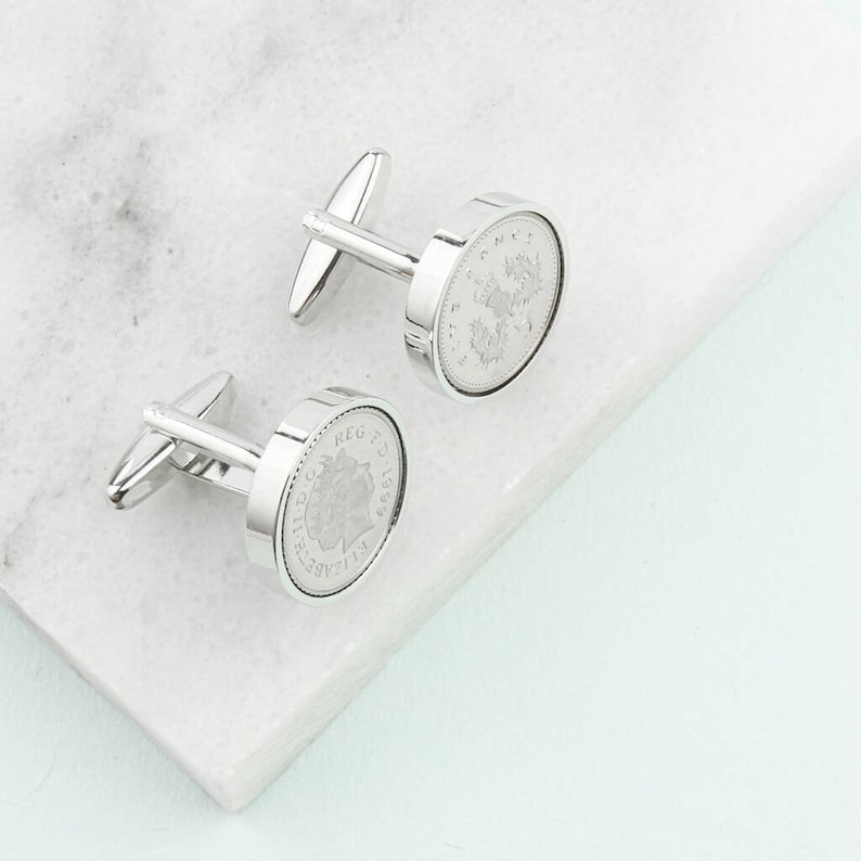 Personalised 21st Or 18th Birthday Five Pence Cufflinks image 3