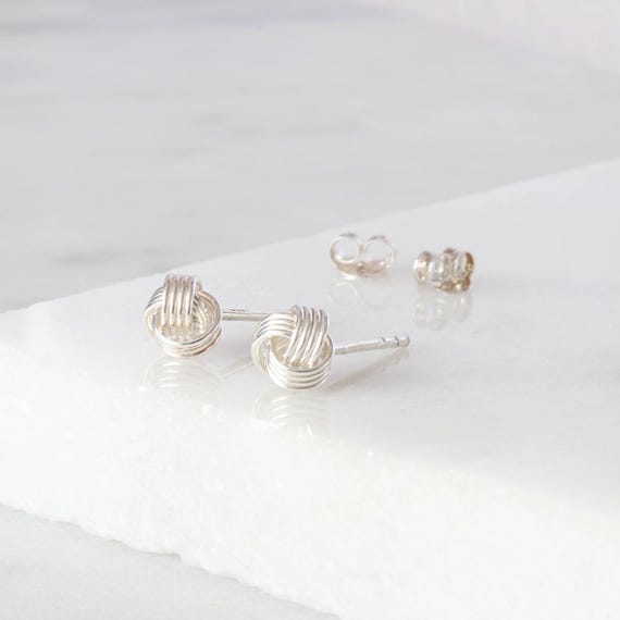 Sterling Silver 60th Birthday Knot Stud Earrings Israel