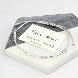 Fuck Cancer Sterling Silver Morse Code Chain Bracelet image 3