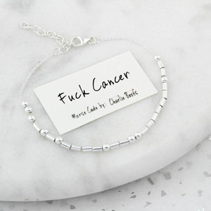 Bracelet code morse en argent sterling Fuck Cancer image 4