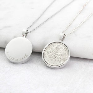Personalisierte 1955 70er Geburtstag Sixpence Halskette