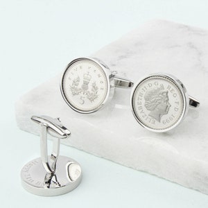 Personalised 21st Or 18th Birthday Five Pence Cufflinks image 4