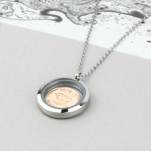 70th/80th Birthday Silver Farthing Coin Locket Necklace image 9