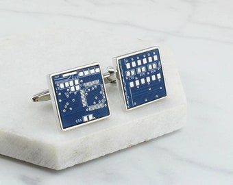 Personalised Blue Circuit Board Cufflinks