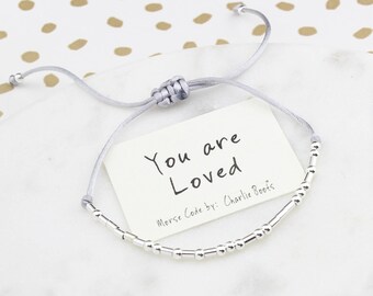 Sterling Silver You Are Loved Morse Code Friendship Bracelet