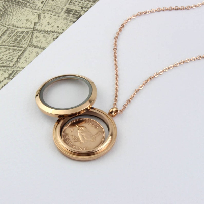 70th/ 80th Birthday Farthing Coin Locket Necklace image 5