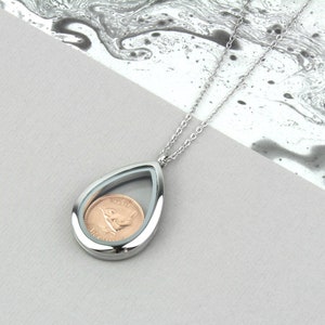 70th/80th Birthday Silver Farthing Coin Locket Necklace image 5