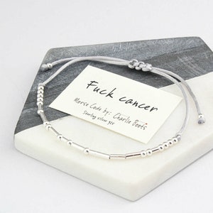 Fuck Cancer Sterling Silver Morse Code Bracelet zdjęcie 1