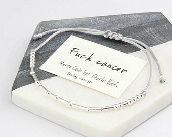 Fuck Cancer Sterling Silver Morse Code Bracelet