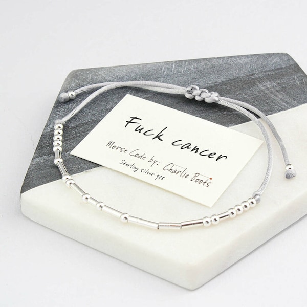 Fuck Cancer Sterling Silver Morse Code Bracelet