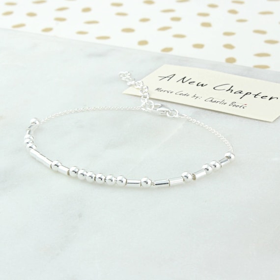 A New Chapter Sterling Silver Morse Code Chain Bracelet Etsy UK