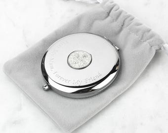 Personalised 60th Birthday Sixpence coin Compact Mirror