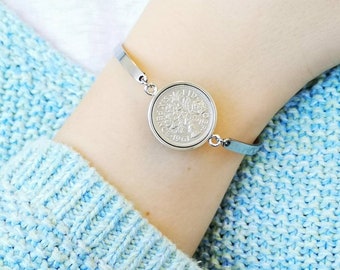 60th Birthday Sixpence coin Cuff Bracelet