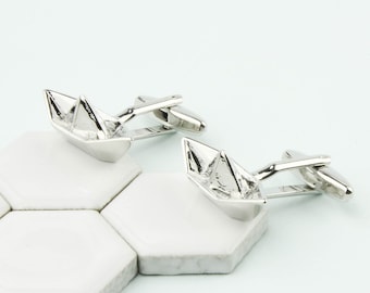 1st Anniversary Paper Boat Cufflinks