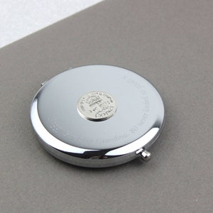 Personalised Silver Sixpence/Farthing Compact Mirror image 1