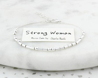 Customised Morse Code Chain Bracelet - Sterling Silver