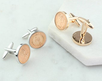 Personalised 50th Birthday 1974 Halfpence Cufflinks