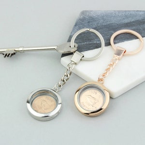 1955 70er Oder 1945 80er Geburtstag Farthing Münze Locket Keyring