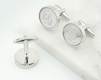 Personalised 21st Or 18th Birthday Five Pence Cufflinks