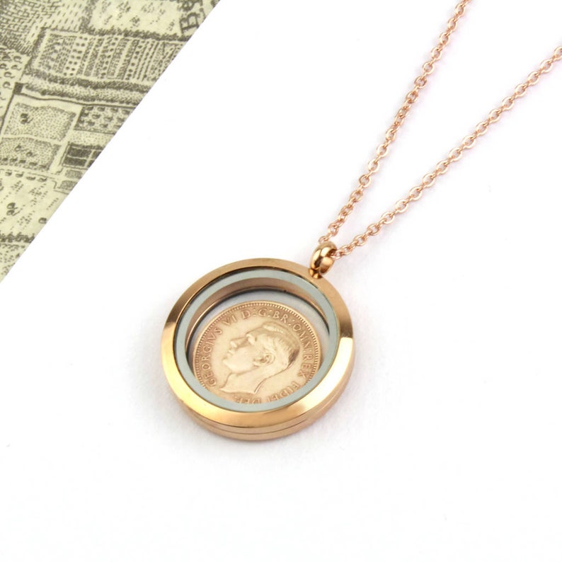 70th/ 80th Birthday Farthing Coin Locket Necklace image 7