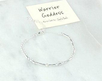 Warrior Goddess Sterling Silver Morse Code Bracelet