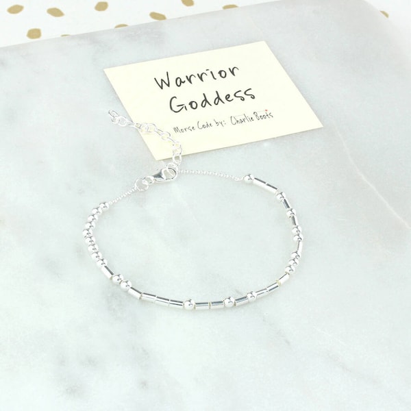 Warrior Goddess Sterling Silver Morse Code Bracelet